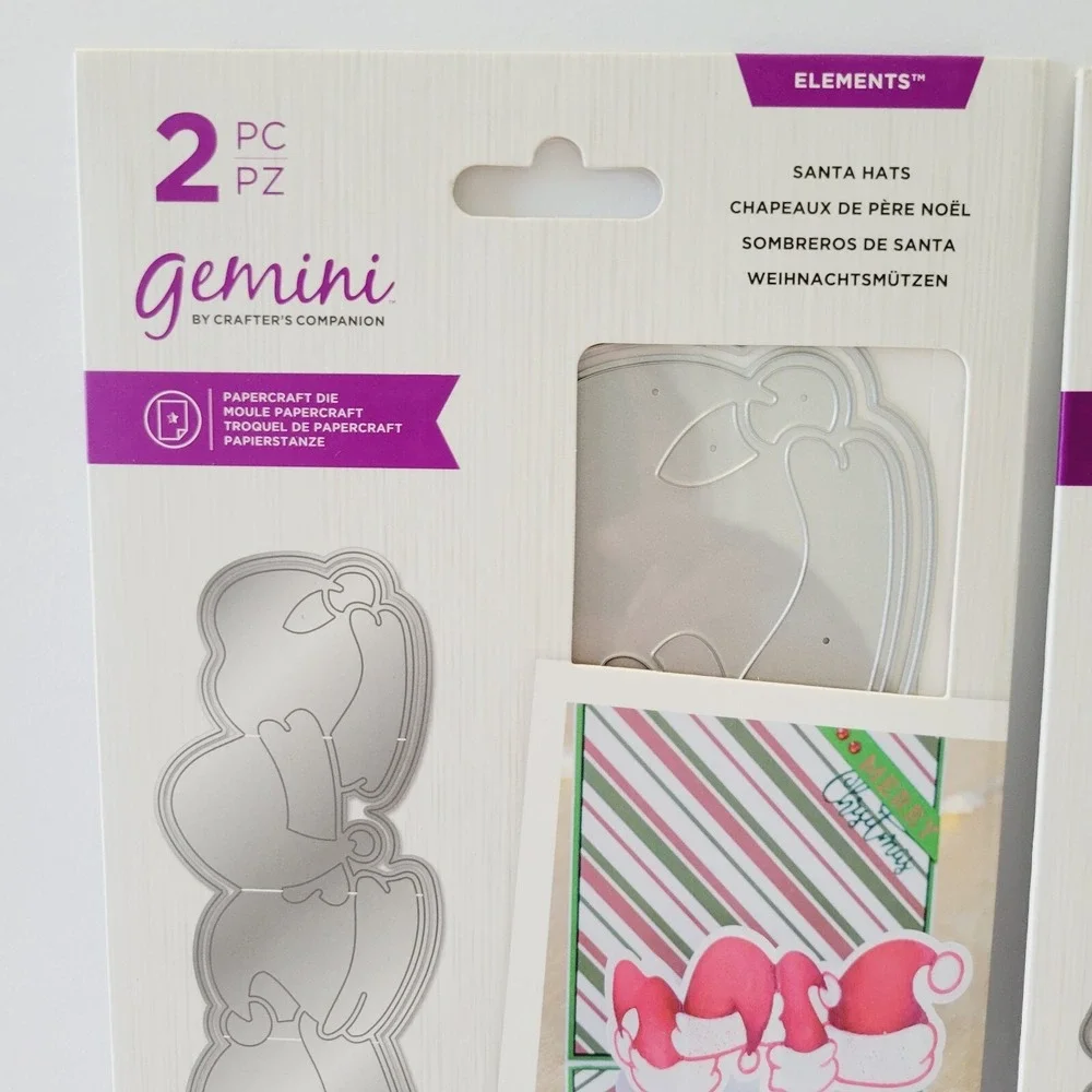 2 Packs Gemini Crafter's Santa Hats & Christmas Stockings Papercraft Die Panels